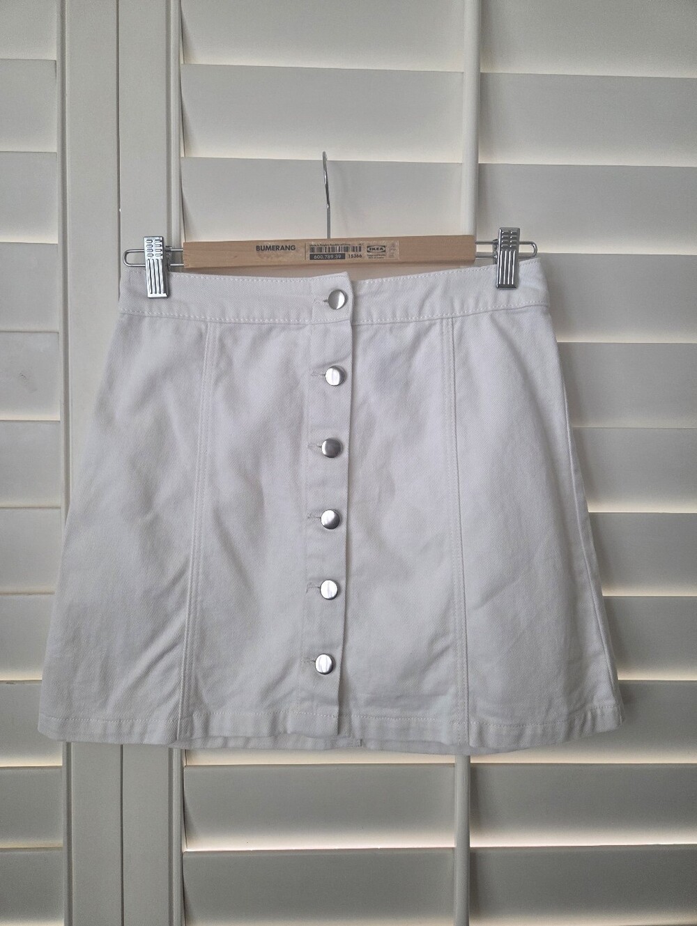 H&M White Button-Front Mini Skirt